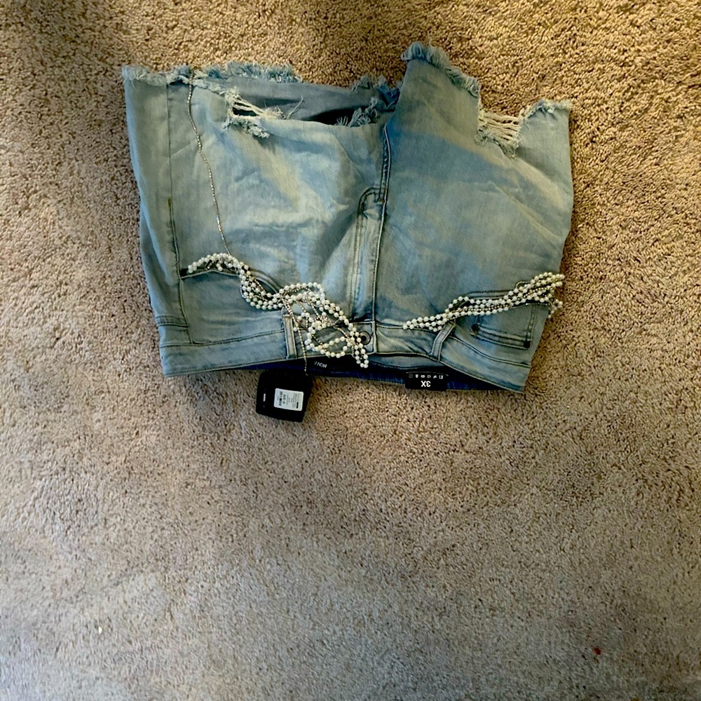 Jewel denim shorts shorts